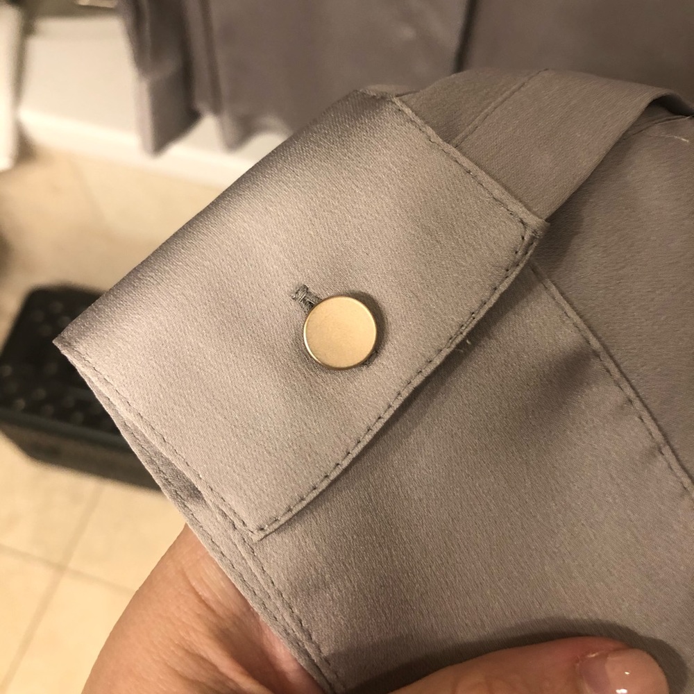 Silver Donna Karan button down blouse.